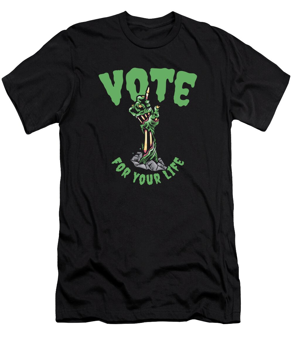 Halloween T-Shirt featuring the digital art Halloween Voting Zombie Spooky Monsters Horror Fan #2 by Toms Tee Store