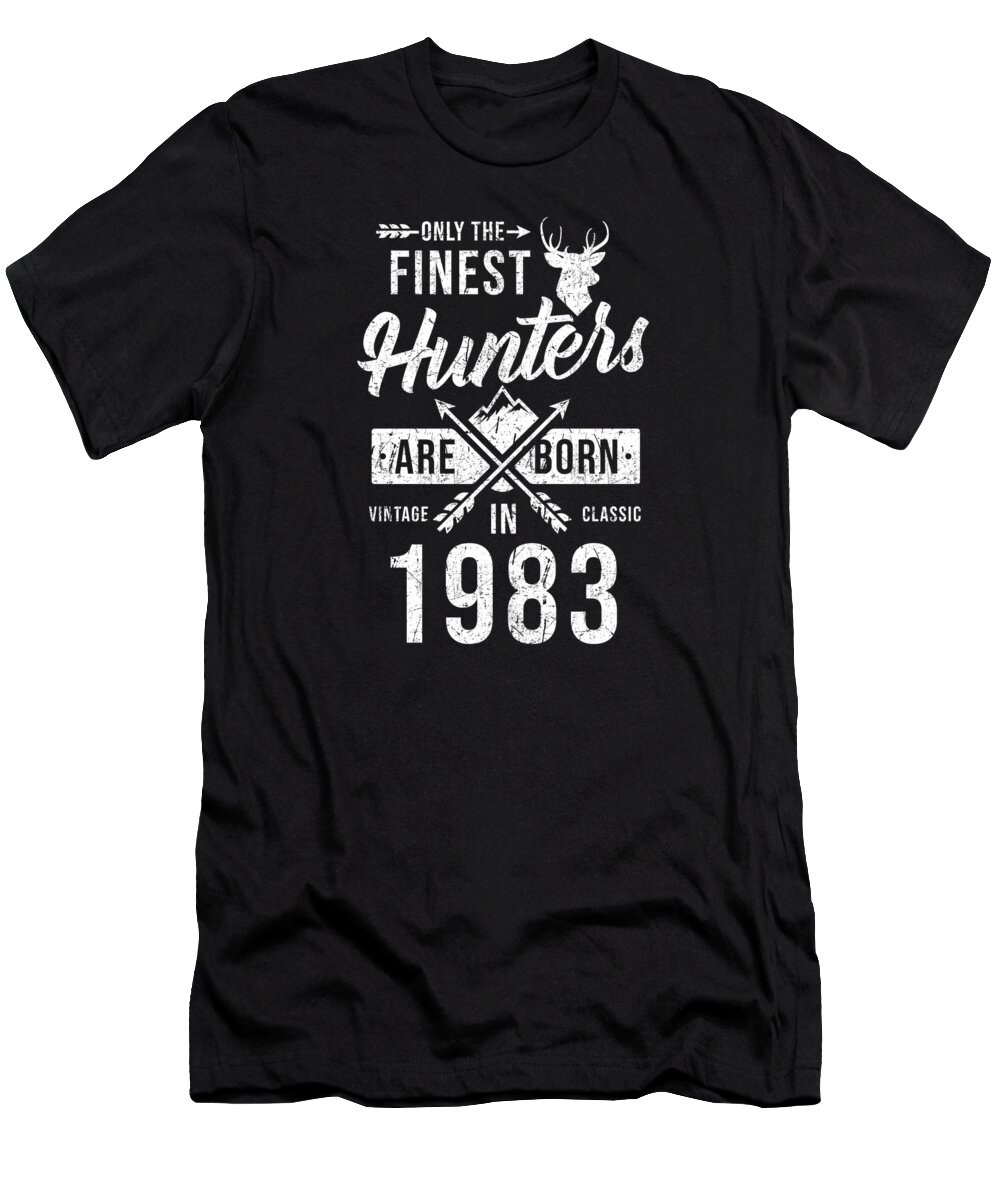 Hunter Gift T-Shirt featuring the digital art Hunter Gift Born In 1983 #2 by Manuel Schmucker