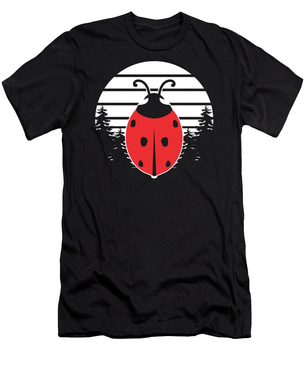 Garden T-Shirt featuring the digital art Ladybug Garden Red Beetle Lucky Charm Gift #2 by Haselshirt