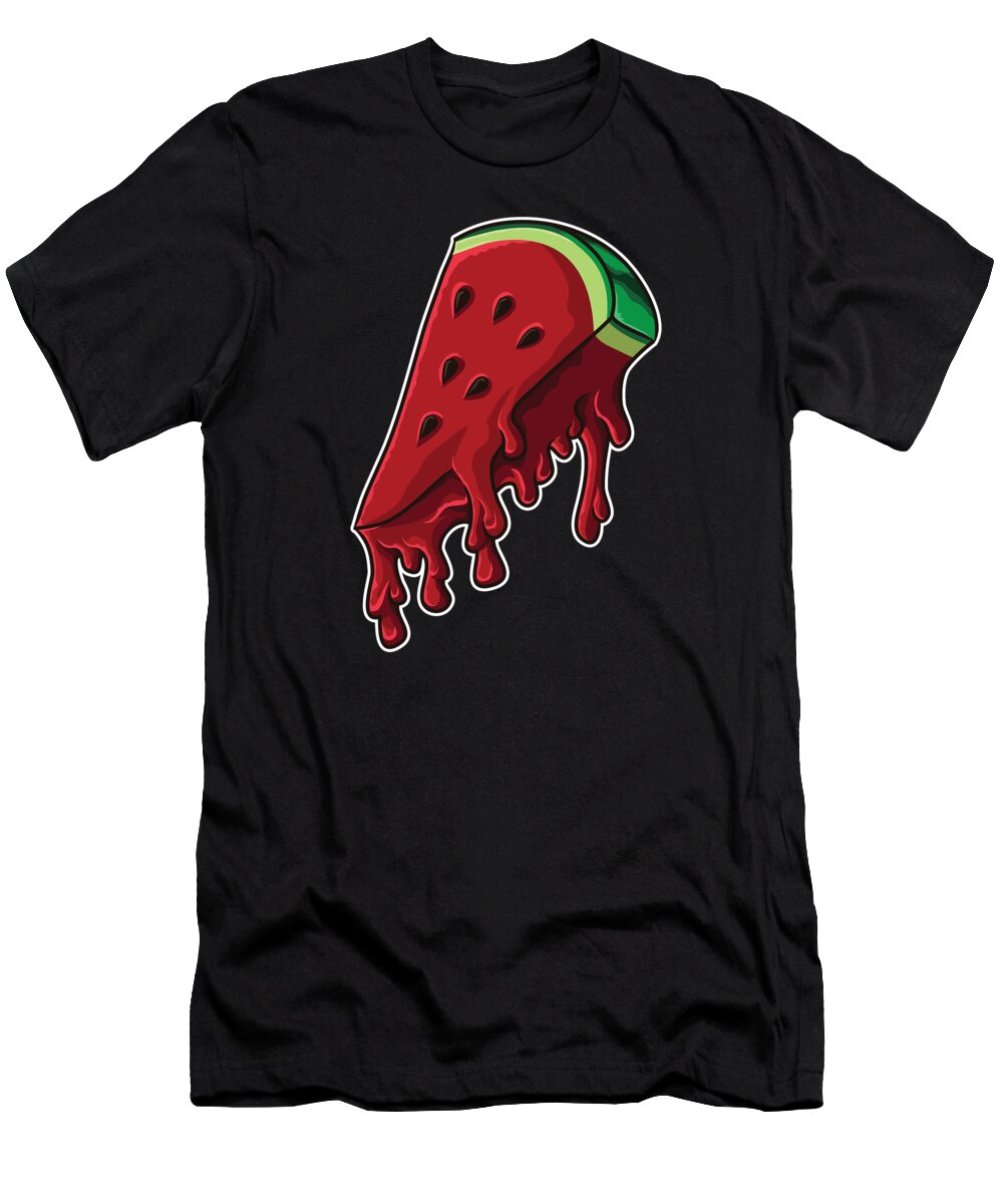 Vegan T-Shirt featuring the digital art Melting Melon Delicious Summer Pizza #2 by Mister Tee