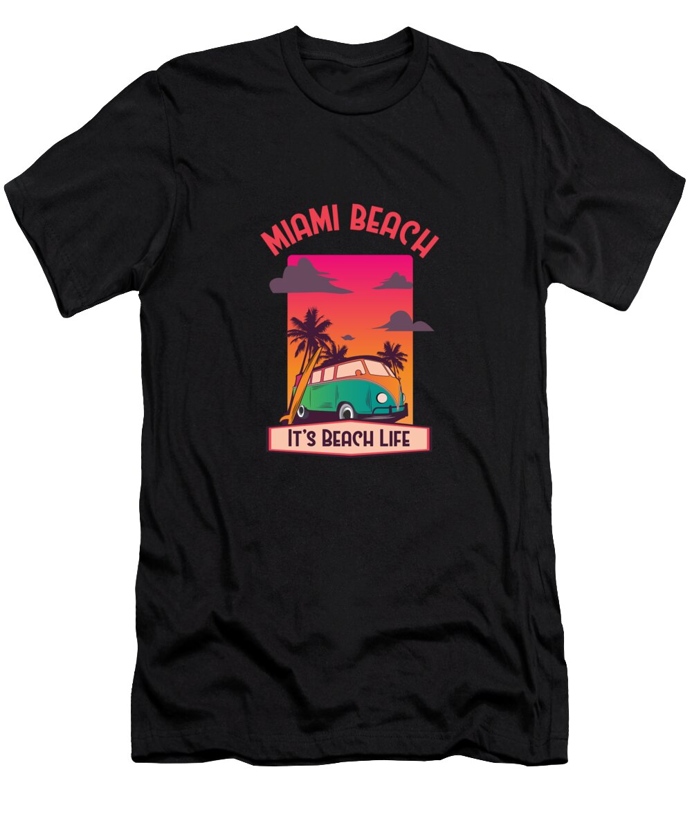 Miami T-Shirt featuring the digital art Miami Beach #2 by Alberto Rodriguez