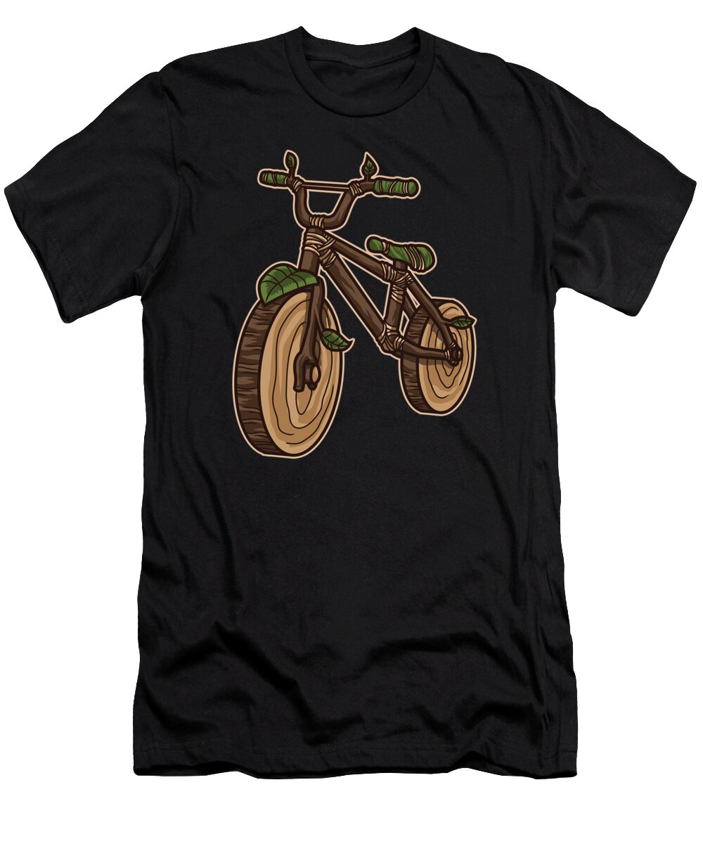 Vegan T-Shirt featuring the digital art Nature Bicycle Wooden Earth Day Illustration #2 by Mister Tee