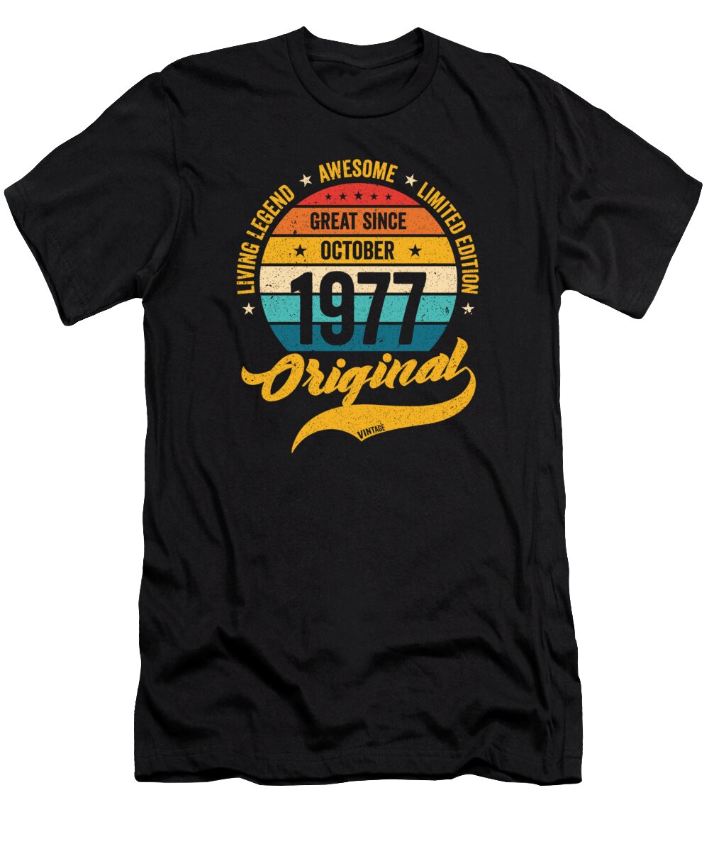 45th Bday T-Shirt featuring the digital art Retro 45 Years October 1977 Birthday Vintage Bday Classic #2 by Toms Tee Store