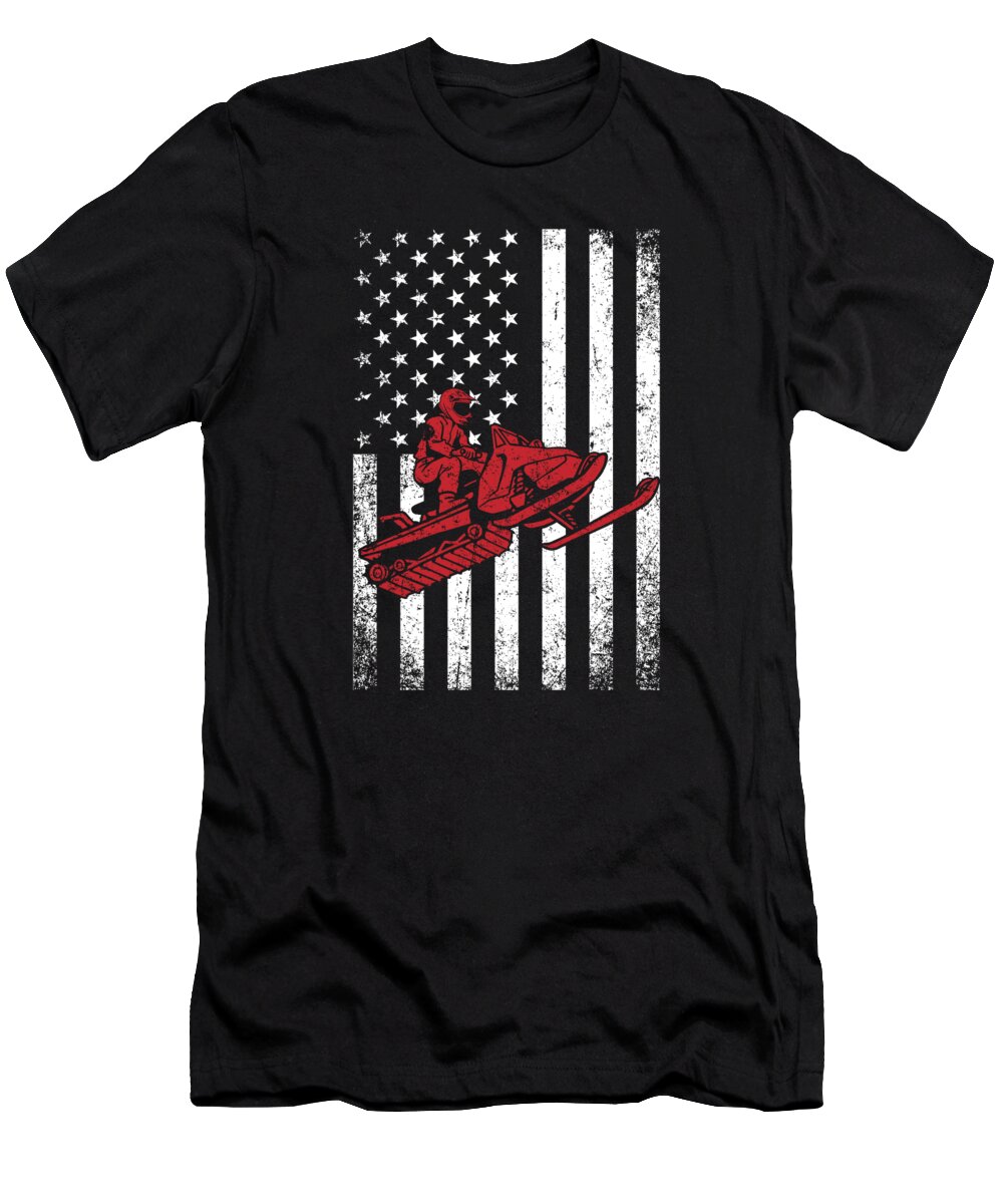 American Flag Snowmobile T-Shirt