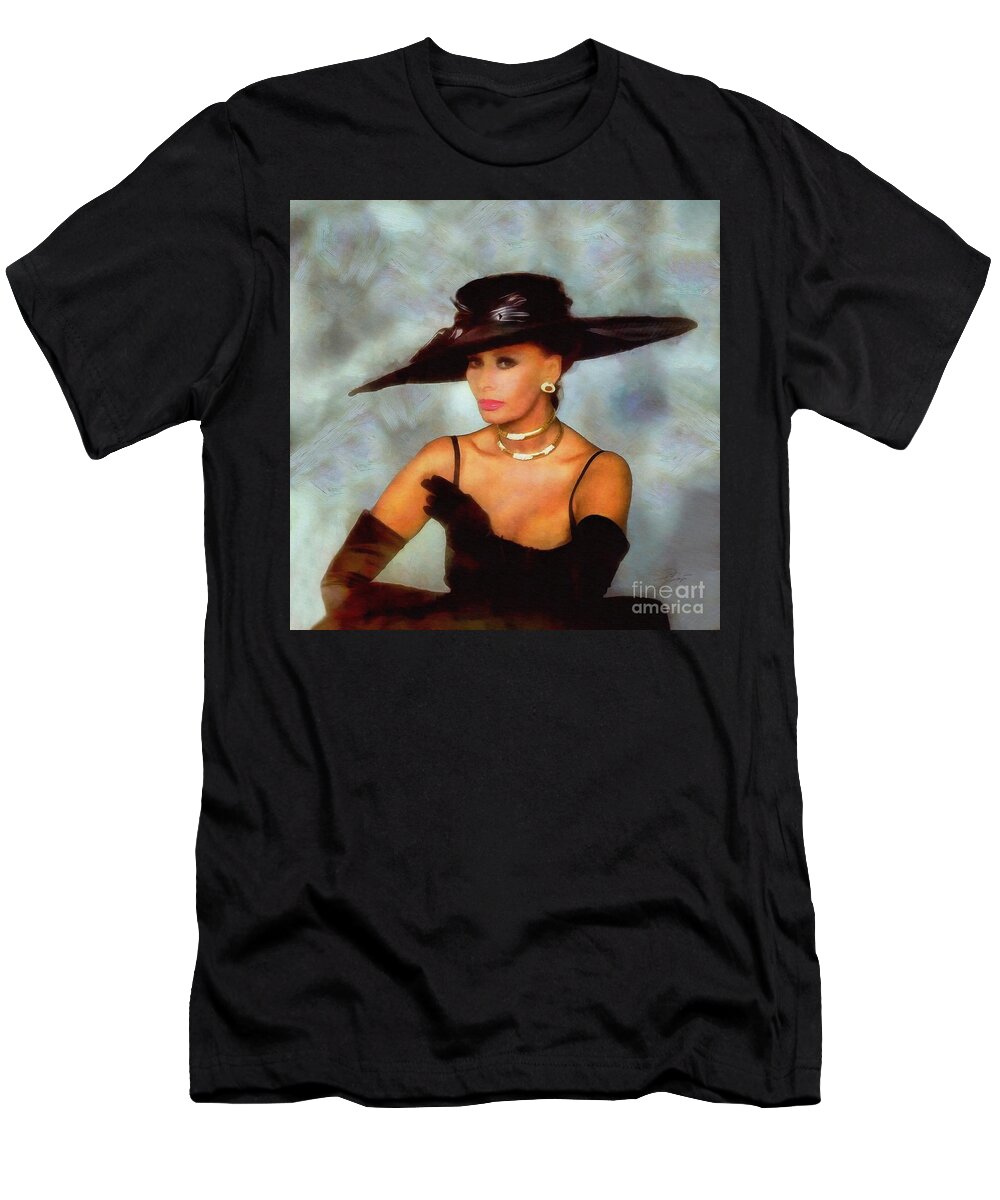 Sophia Loren T-Shirt featuring the digital art Sophia Loren #2 by Jerzy Czyz