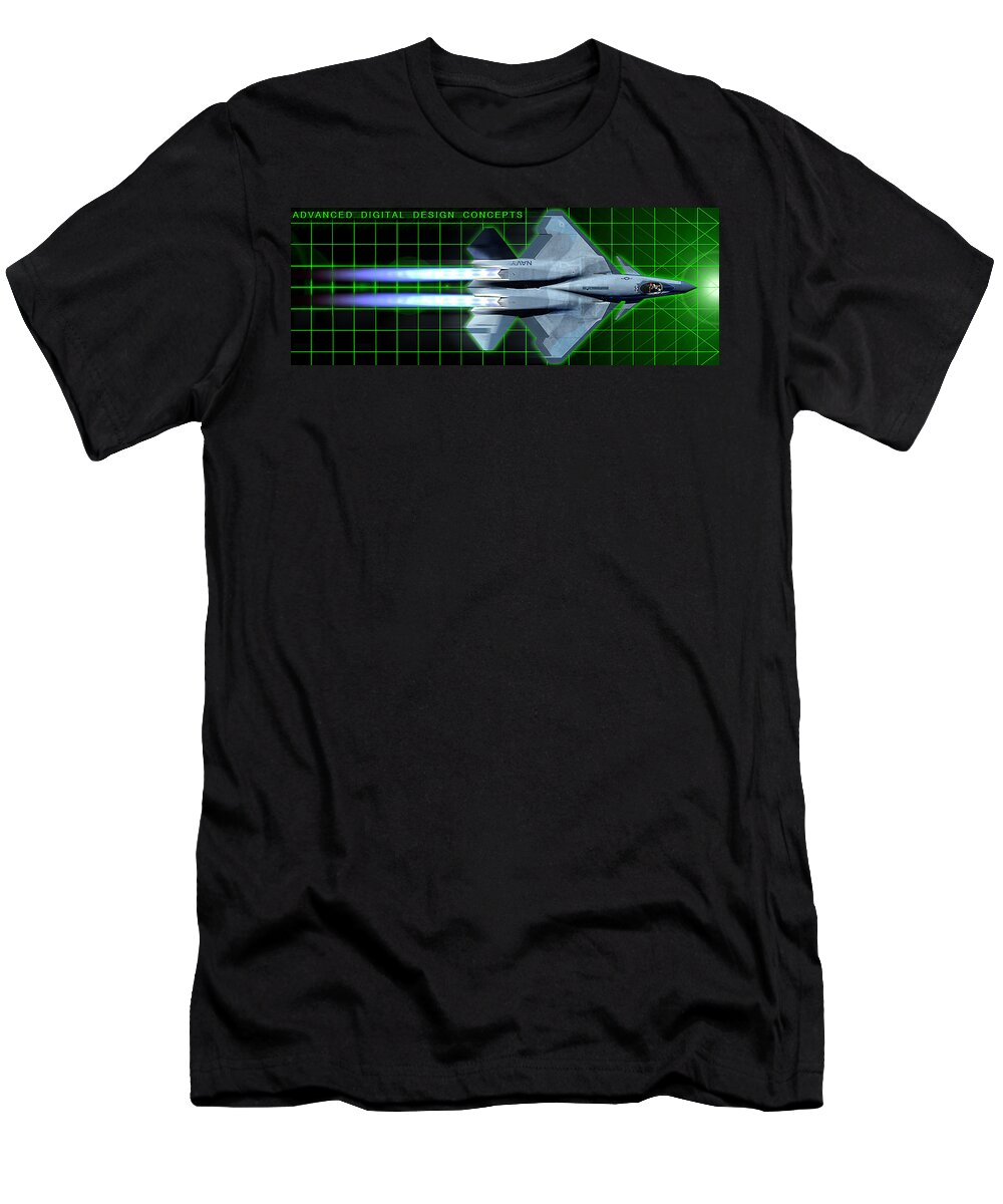 Black Widow T-Shirt featuring the digital art F-23N Sea Widow ADDC by Custom Aviation Art