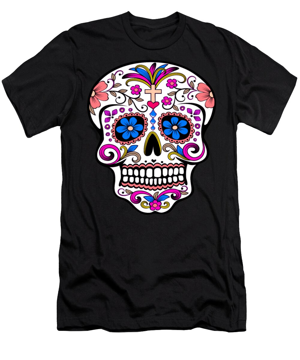 Day Of The Dead T-Shirt featuring the digital art Day Of The Dead #22 by Tinh Tran Le Thanh