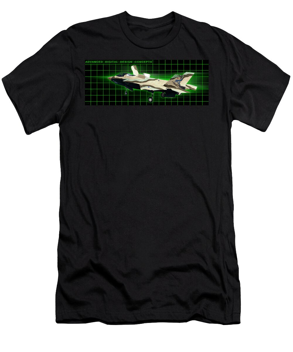 Lightning T-Shirt featuring the digital art 22. F-35IB Barak II ADDC by Custom Aviation Art