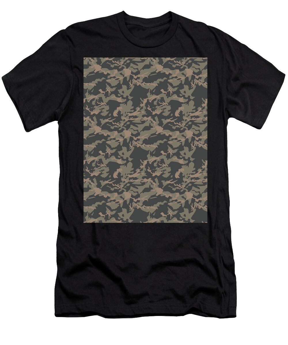 Soldier T-Shirt featuring the digital art Camouflage Pattern Camo Stealth Hide Military #23 by Mister Tee