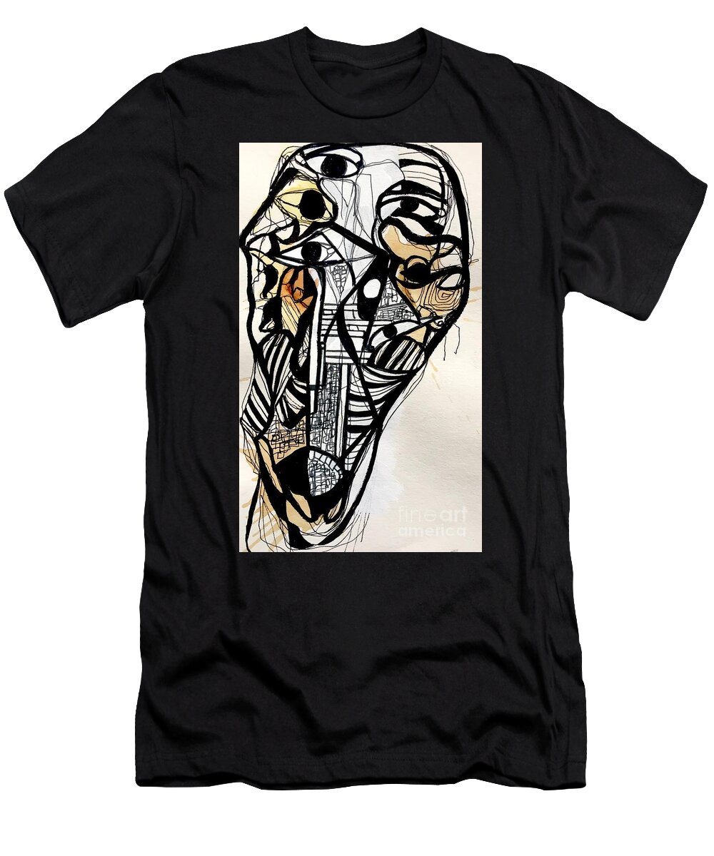 Modern Art T-Shirt featuring the drawing Untitled #23 by Jeremiah Ray