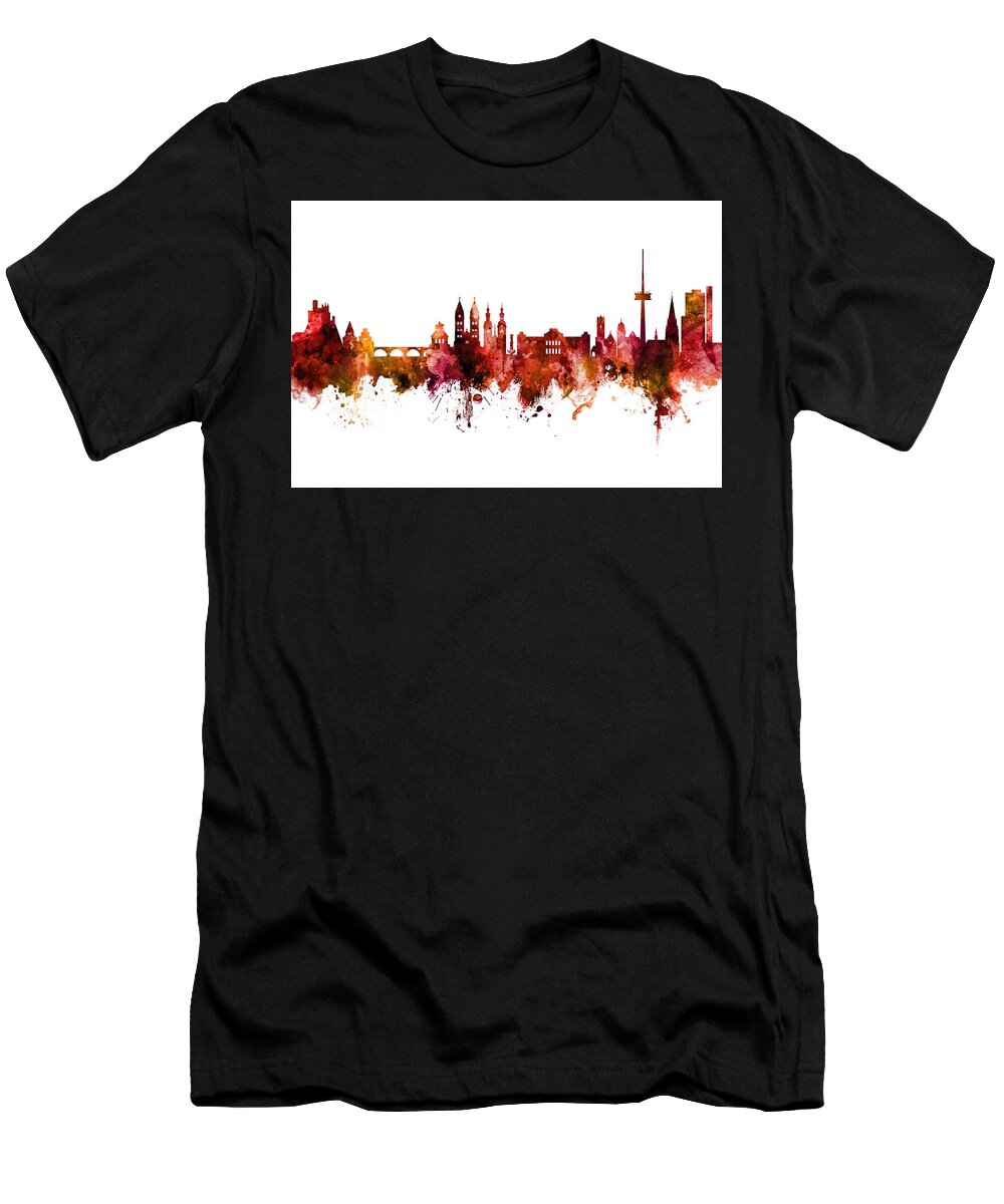Koblenz T-Shirt featuring the digital art Koblenz Germany Skyline #24 by Michael Tompsett