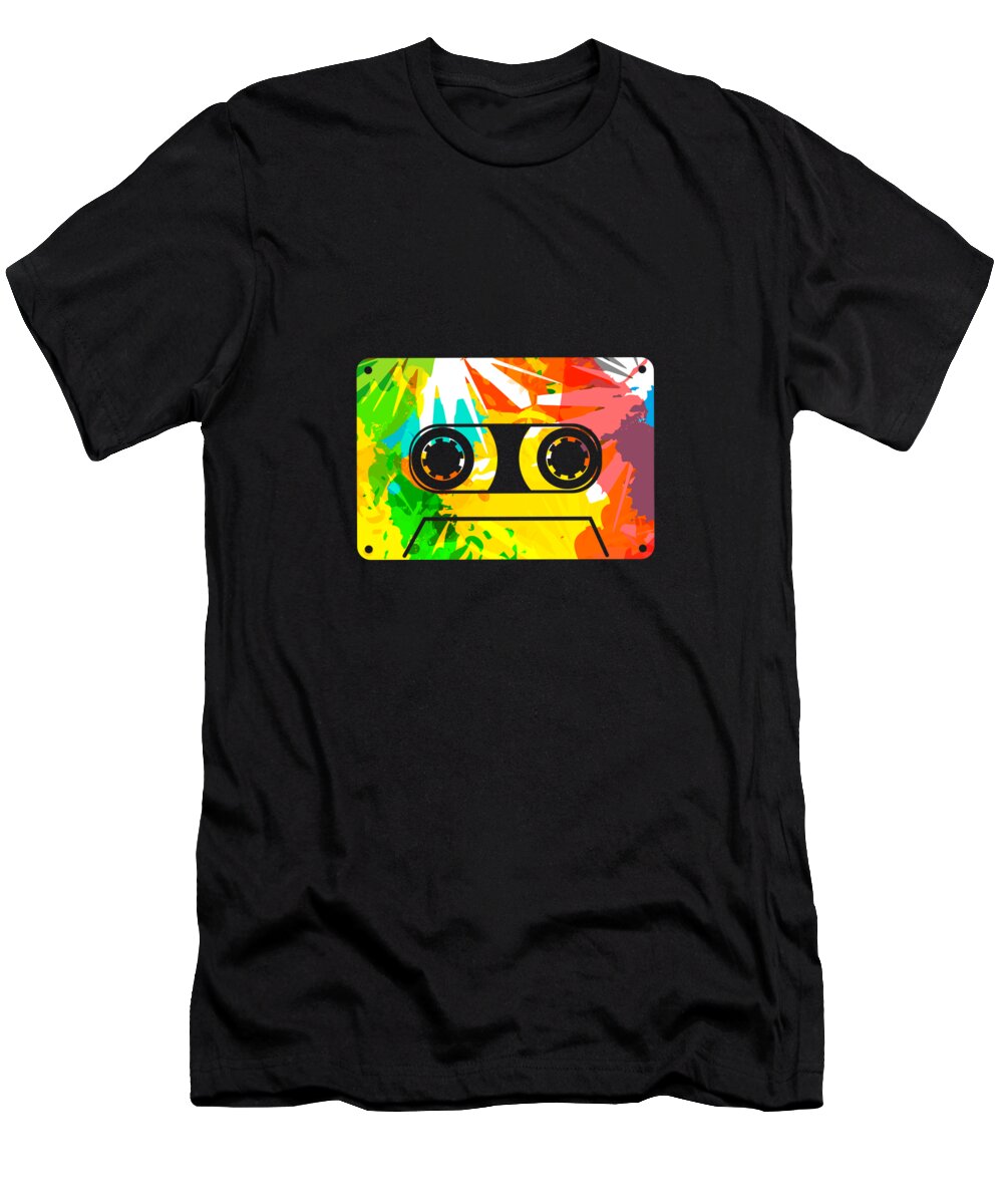 Abstract T-Shirt featuring the digital art Abstract Retro Vintage Cassette #3 by CalNyto