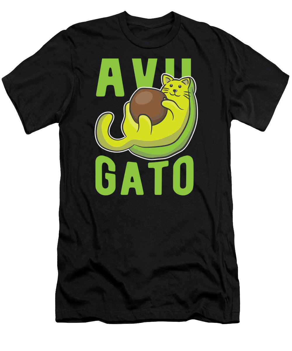 Cat T-Shirt featuring the digital art Cats Playing Cat Avocado Lover Avogato Birthday Gift #3 by Haselshirt