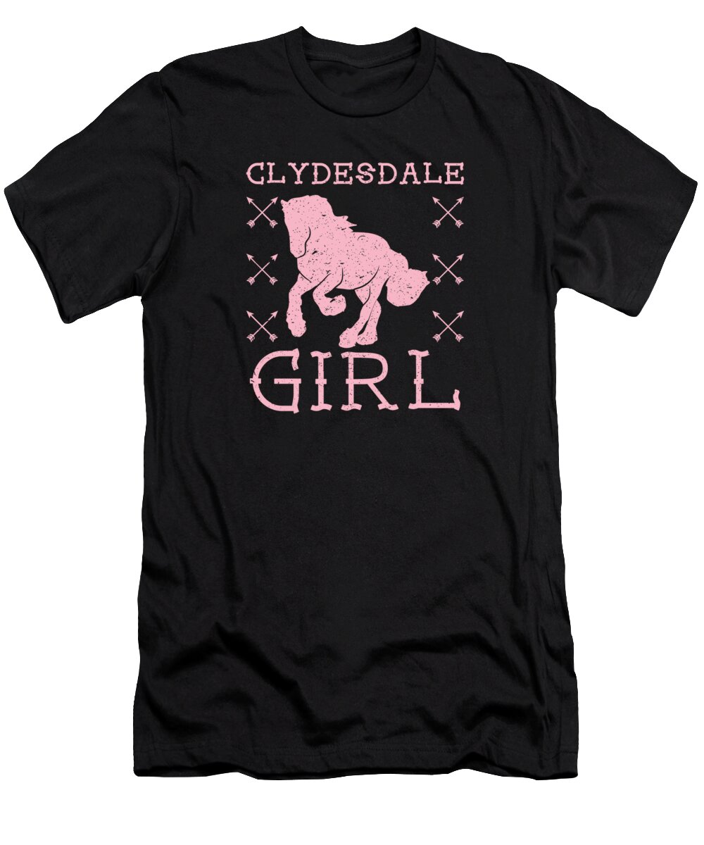 Clydesdale T-Shirt featuring the digital art Clydesdale Girl Horse Equestrian Scottish Horse #3 by Toms Tee Store