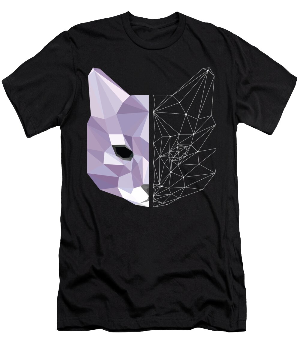 Decoration T-Shirt featuring the digital art Geometric Cat #3 by Mister Tee