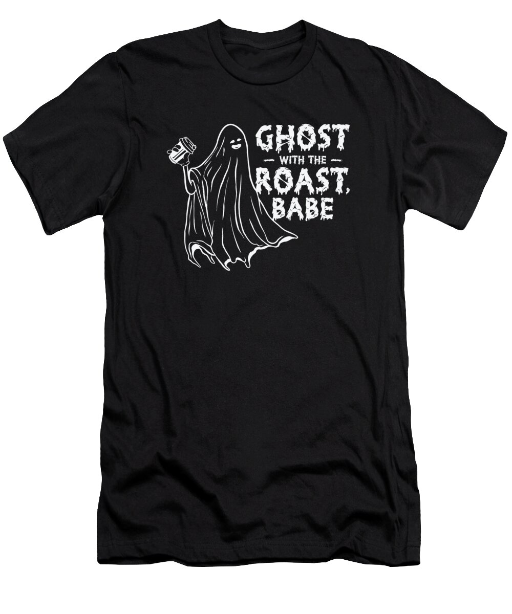Halloween T-Shirt featuring the digital art Halloween Ghost Line Art Coffee Lover Drawing Coffee #3 by Toms Tee Store