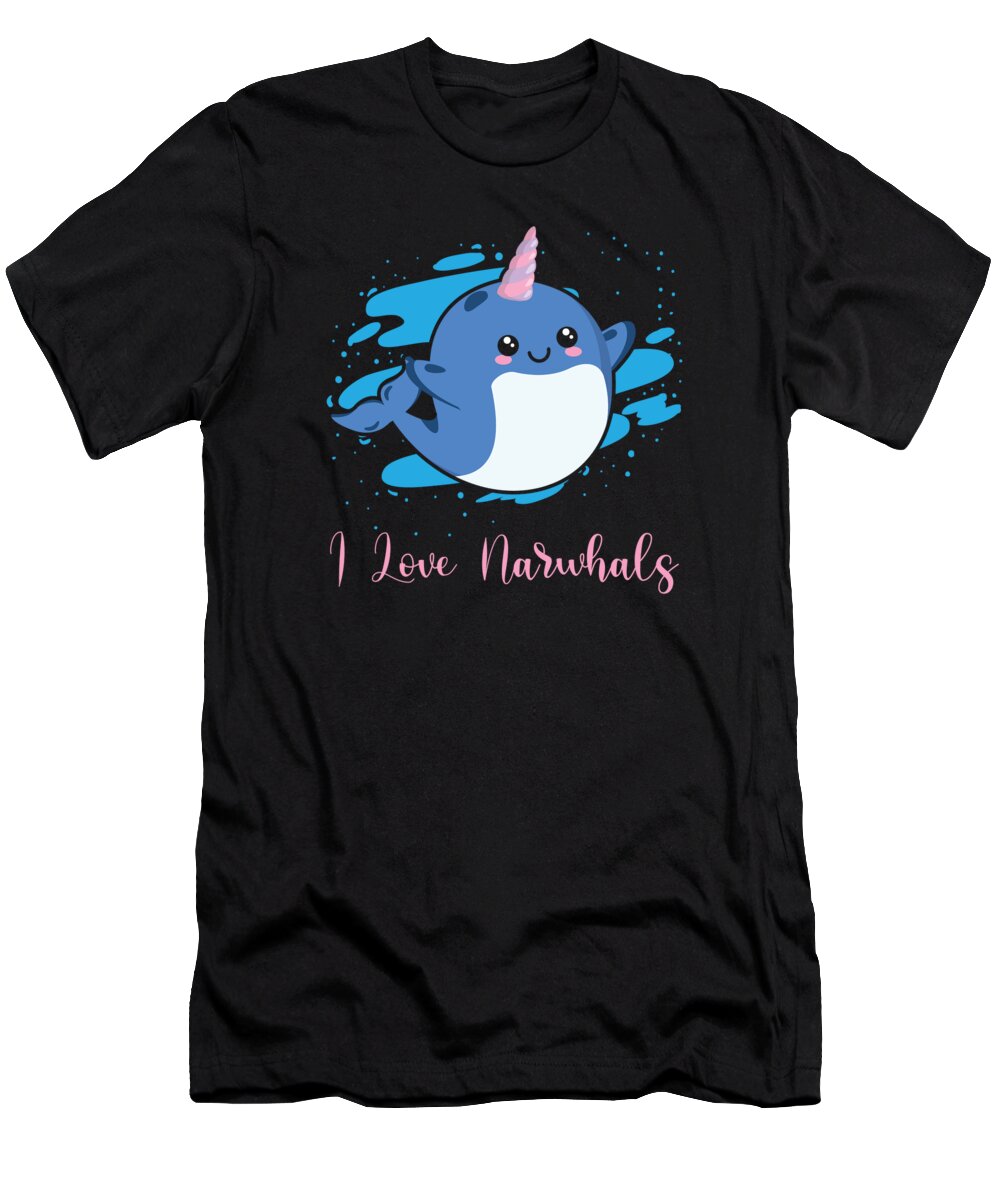Narwhal T-Shirt featuring the digital art I Love Narwhals Unicorn Narwhal #3 by Toms Tee Store