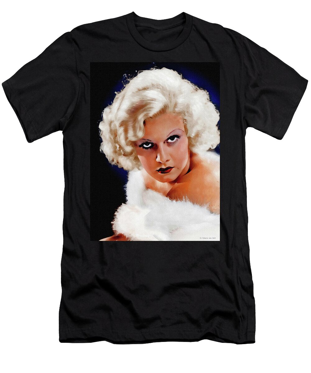 Jean T-Shirt featuring the painting Jean Harlow #5 by Movie World Posters