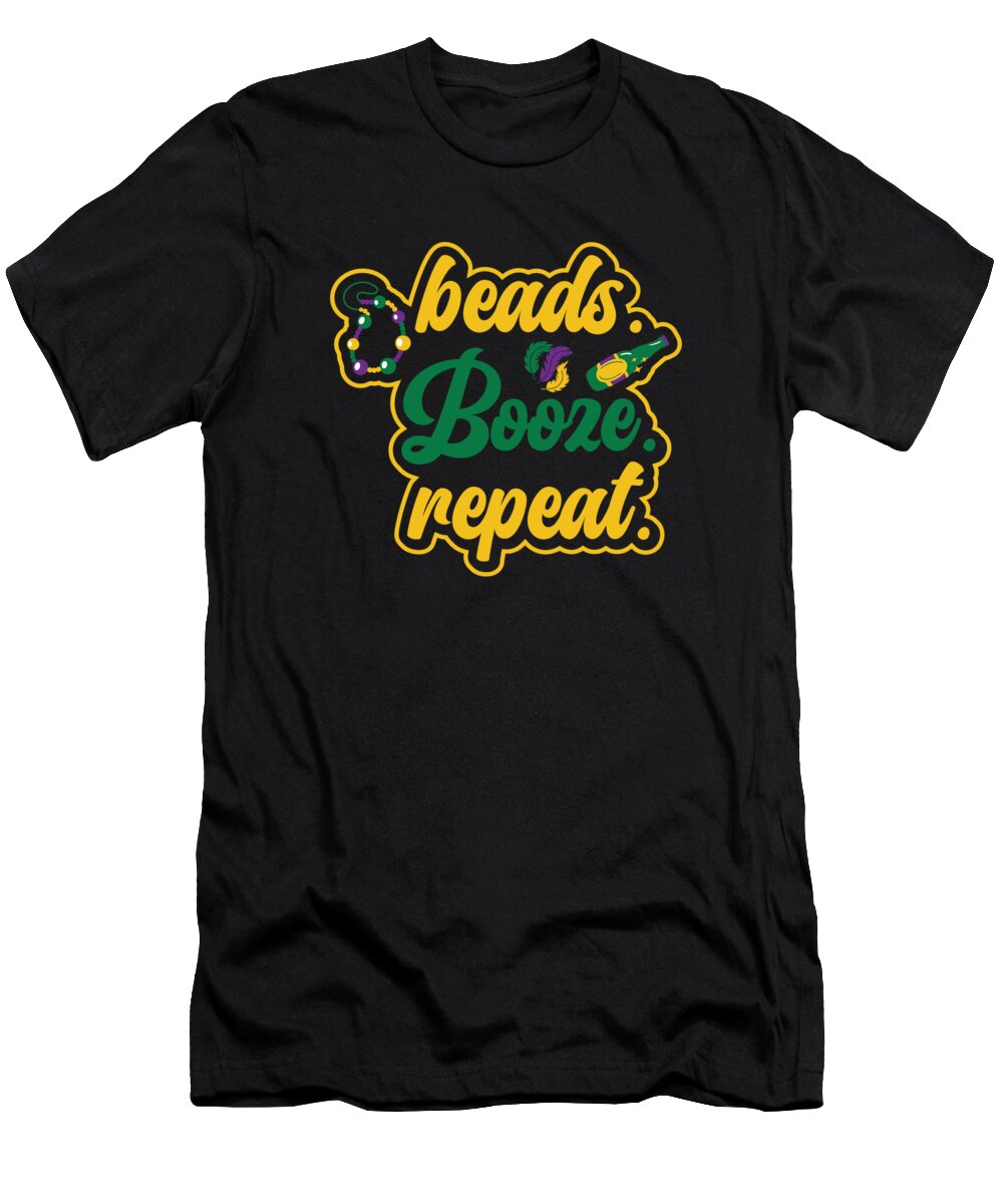 Mardi Gras T-Shirt featuring the digital art Mardi Gras Carnival Drinking Beer Beads Festival #3 by Toms Tee Store