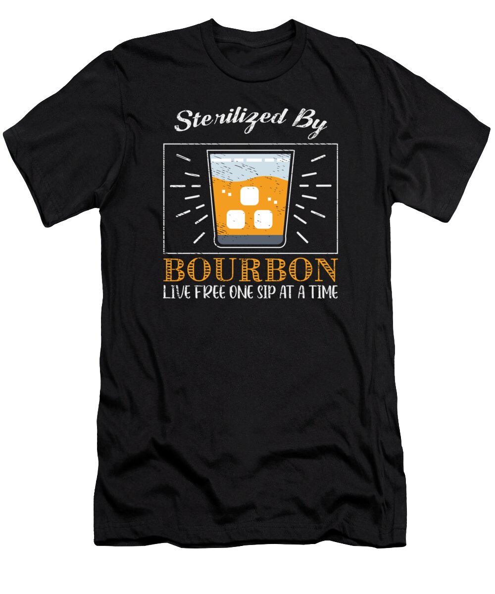 Bourbon T-Shirt featuring the digital art Old Fashion Drinking Bourbon Whiskey Lover #3 by Toms Tee Store