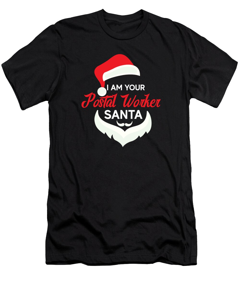 Postal Worker T-Shirt featuring the digital art Postal Worker Christmas Holidays Santa Mailman #3 by Toms Tee Store
