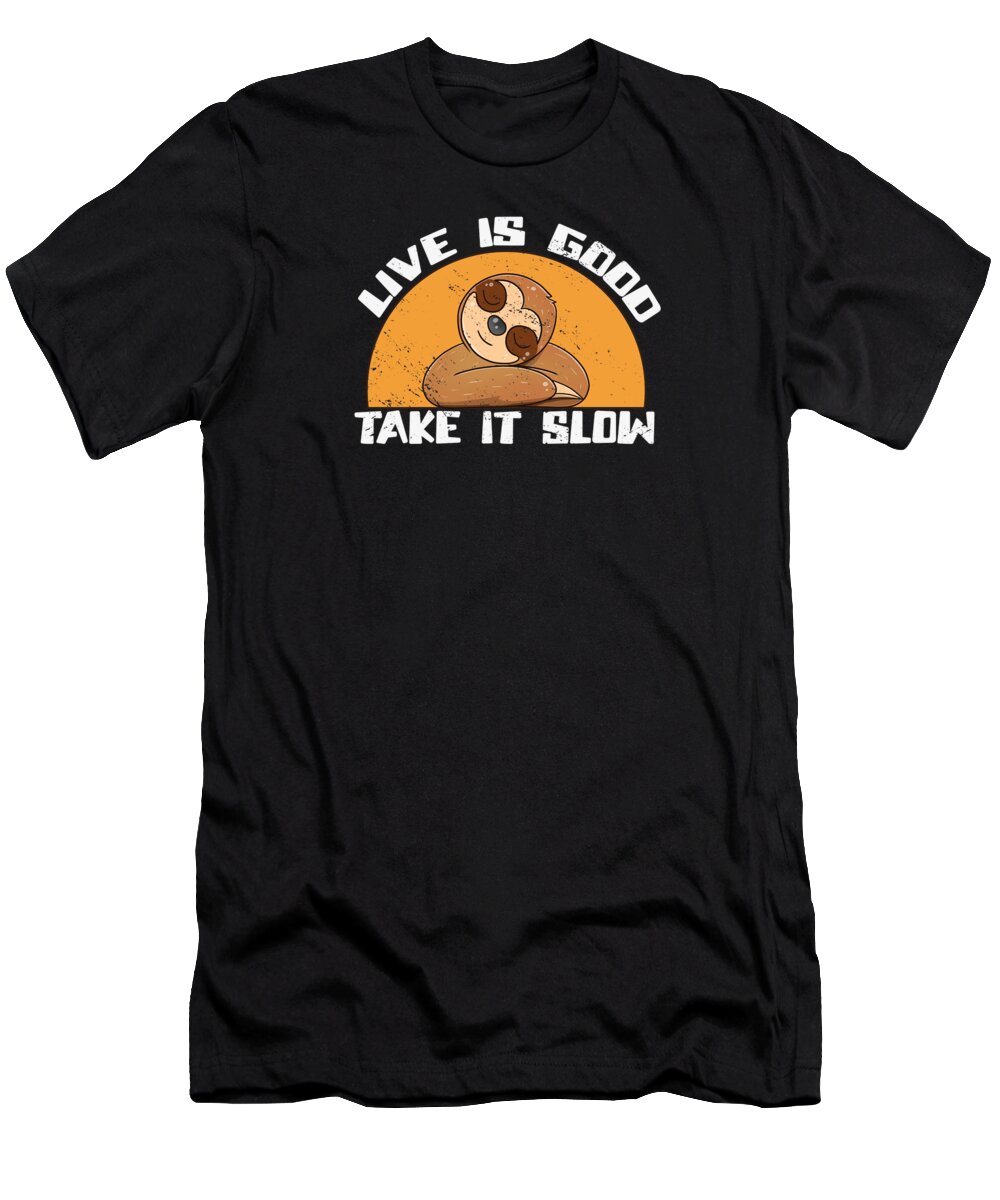 Sloth T-Shirt featuring the digital art Cute Sloth Lazy Office Worker Working Sloth Statement Chill #33 by Toms Tee Store