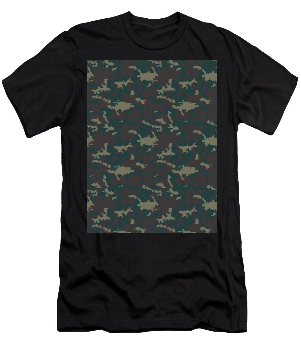 Soldier T-Shirt featuring the digital art Camouflage Pattern Camo Stealth Hide Military #39 by Mister Tee