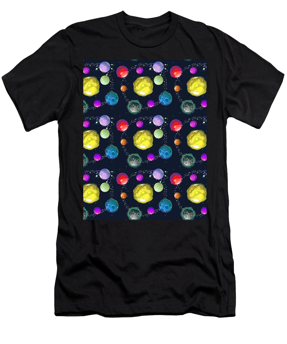 Spaceman T-Shirt featuring the digital art Galaxy Space Pattern Astronaut Planets Rockets #39 by Mister Tee
