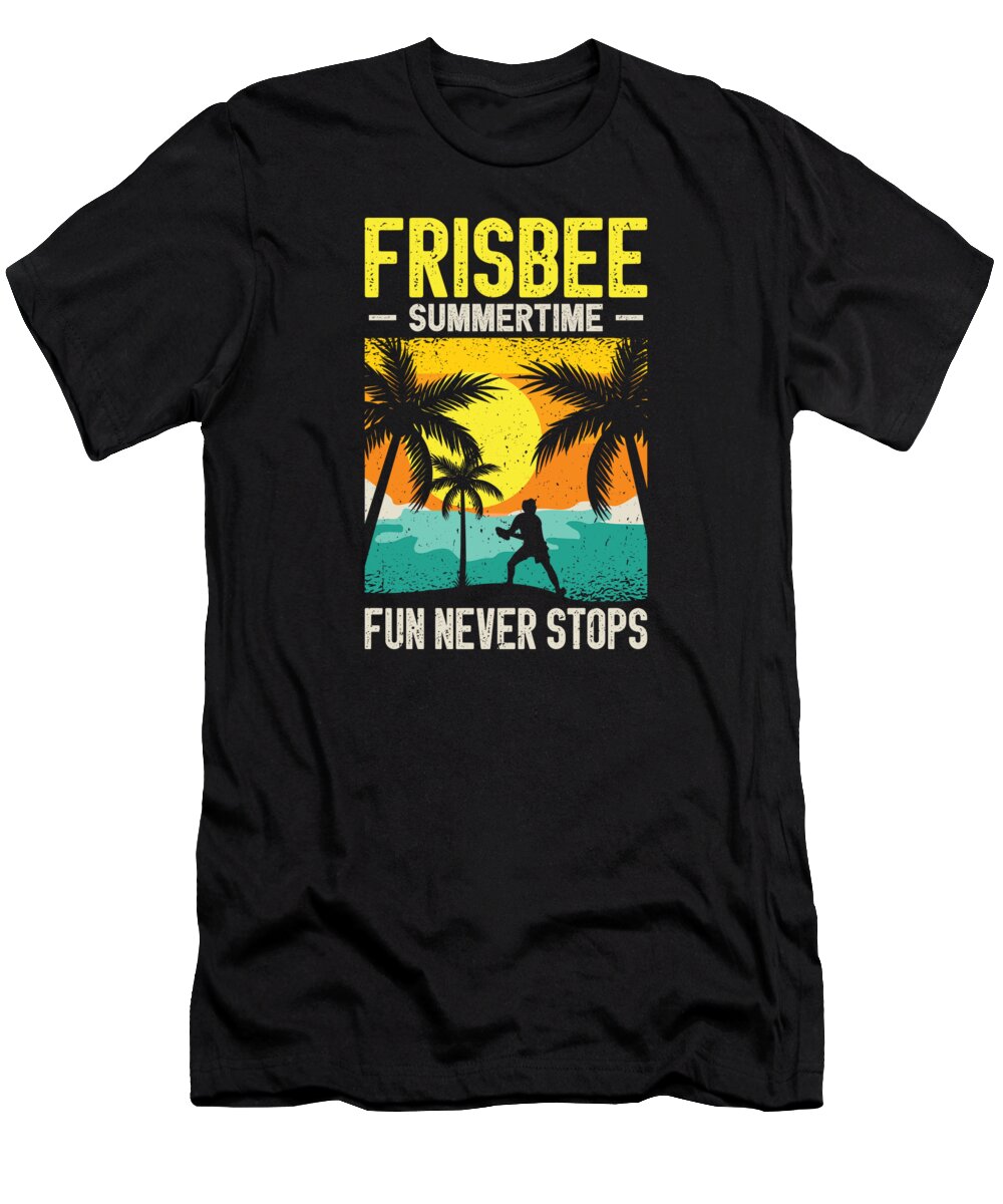 Frisbee T-Shirt featuring the digital art Frisbee Tropical Summer Vacation Flying Disc Sport #4 by Toms Tee Store