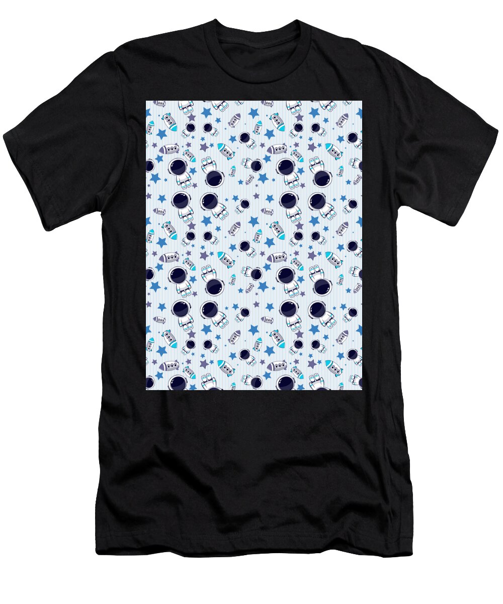 Spaceman T-Shirt featuring the digital art Galaxy Space Pattern Astronaut Planets Rockets #4 by Mister Tee