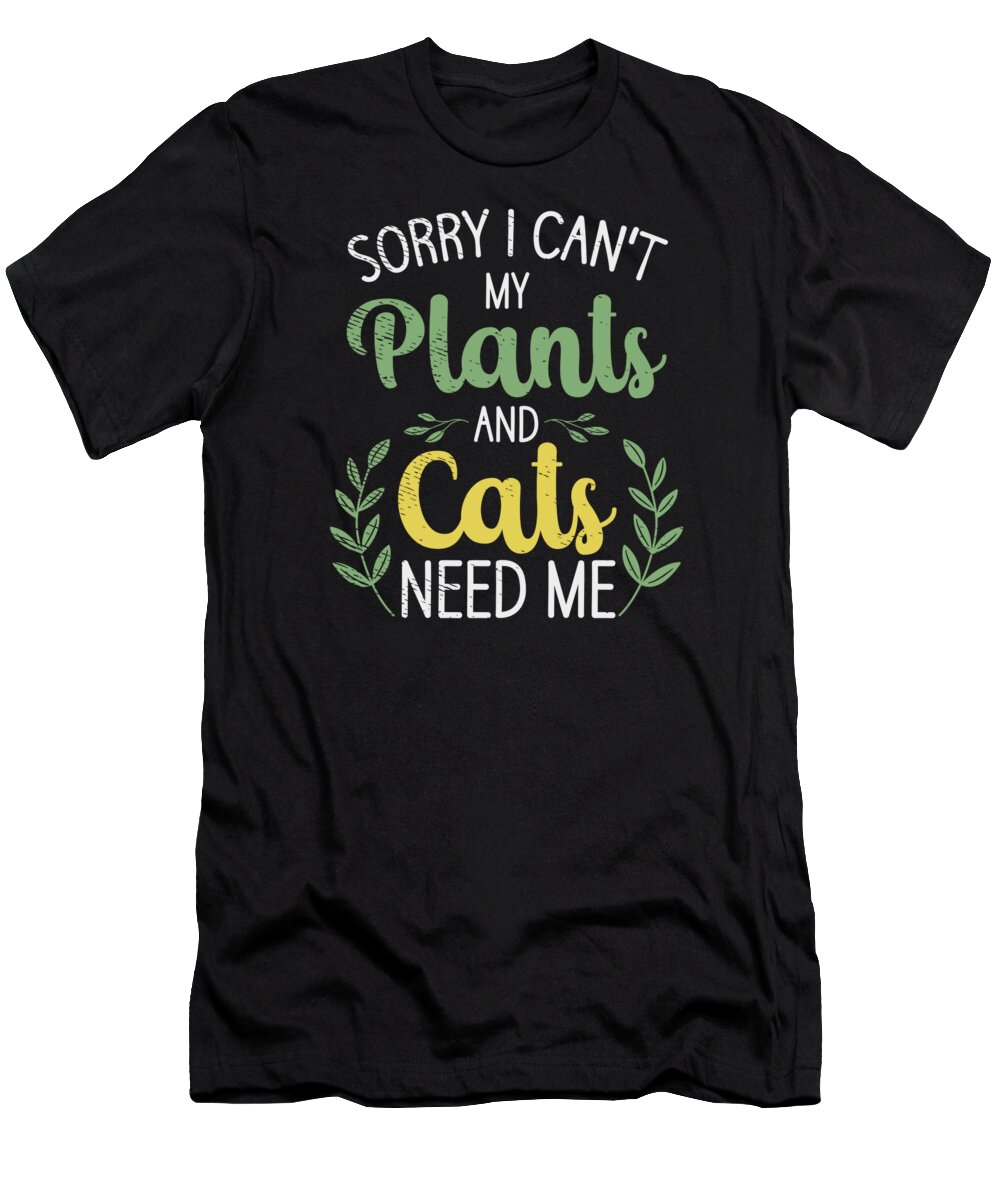 Gardening T-Shirt featuring the digital art Gardening Botanical Plants Adorable Pet Cat #4 by Toms Tee Store