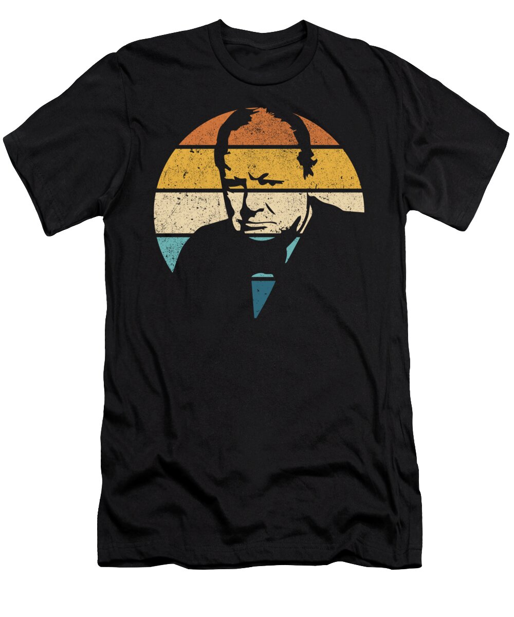 Winston T-Shirt featuring the digital art Retro Vintage Winston Churchill #4 by Mercoat UG Haftungsbeschraenkt