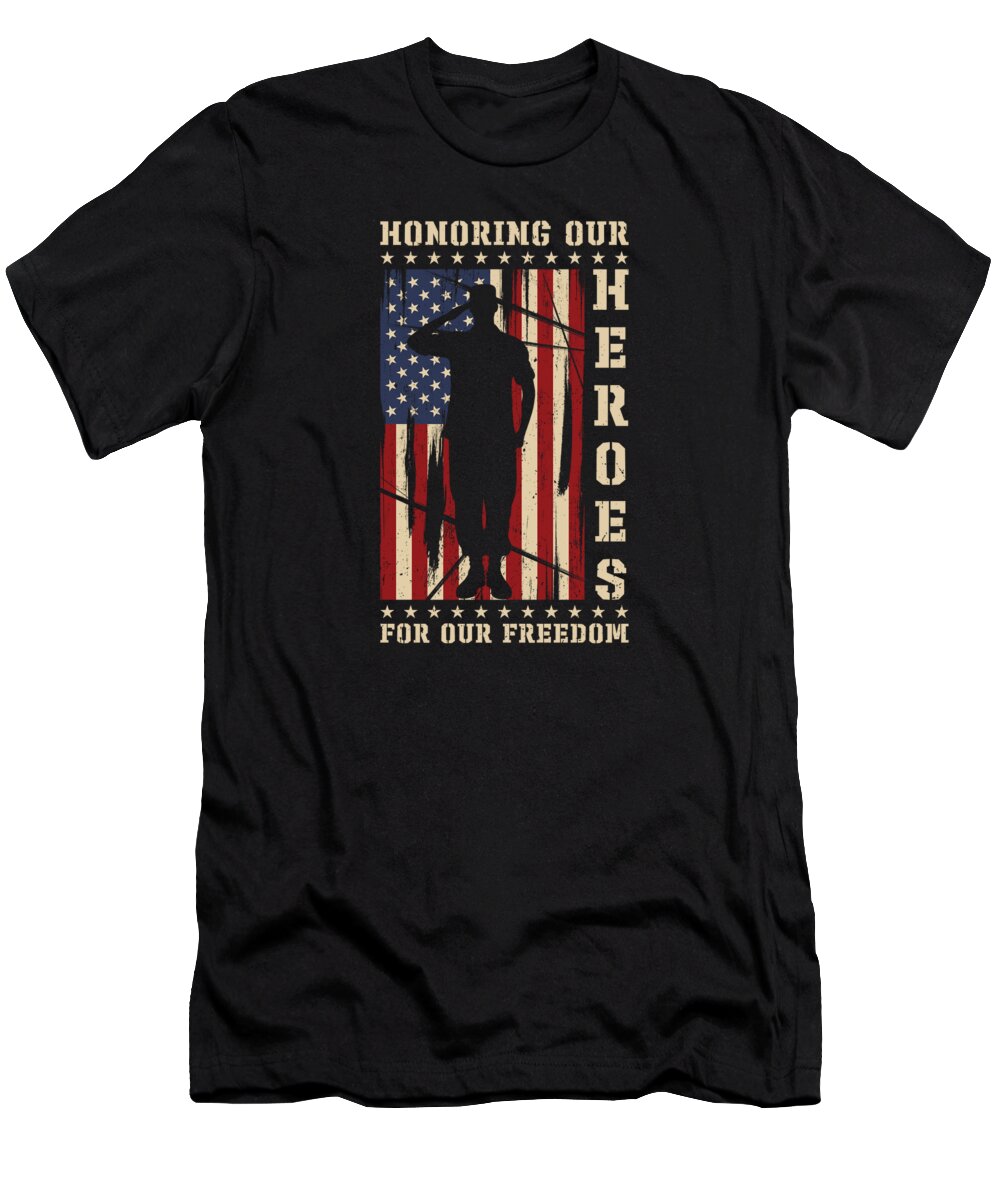 Usa T-Shirt featuring the digital art USA Independence Military Heroes Soldier Freedom #4 by Toms Tee Store