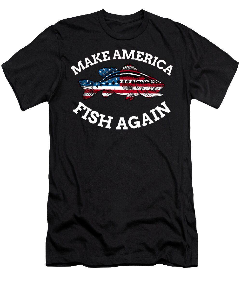 4th of July Fishing American Flag Make America Fish Again product T-Shirt  by Jacob Hughes - Pixels