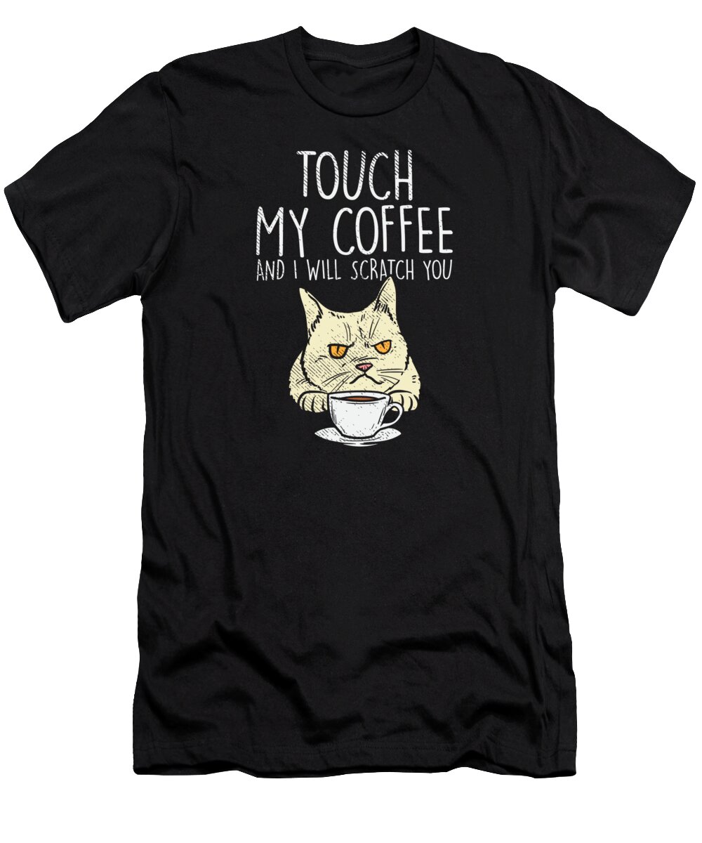 Cat And Coffee T-Shirt featuring the digital art Cats and coffee cat lover coffee lover #5 by Toms Tee Store