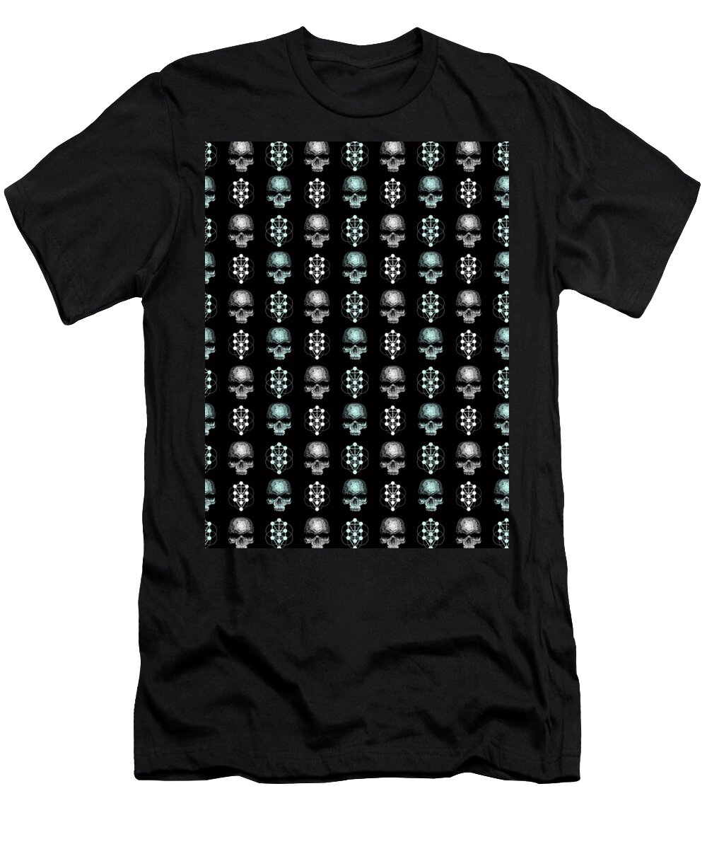 Skull T-Shirt featuring the digital art Heavy Metal Pattern Music Fesitval Rocker #5 by Mister Tee