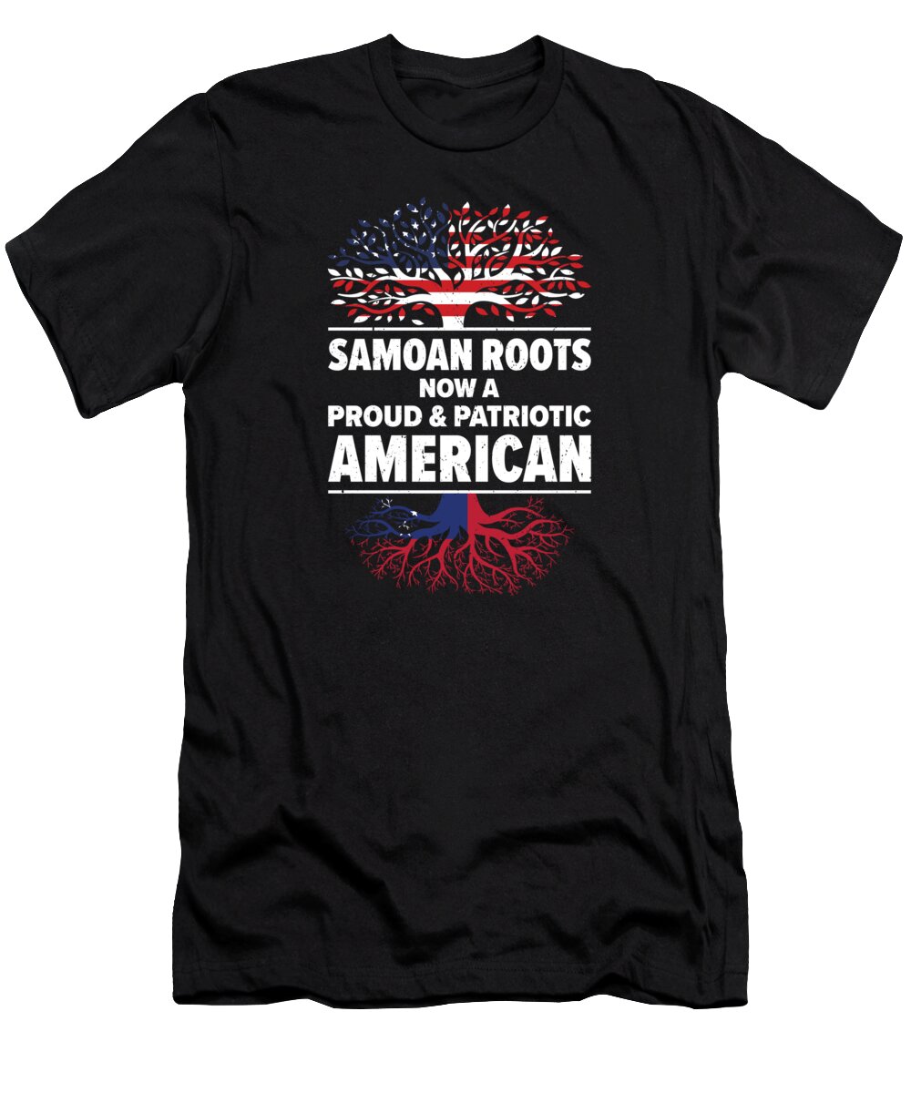 Samoan T-Shirt featuring the digital art Samoan American Patriot USA Grown Samoa US Flag #5 by Toms Tee Store