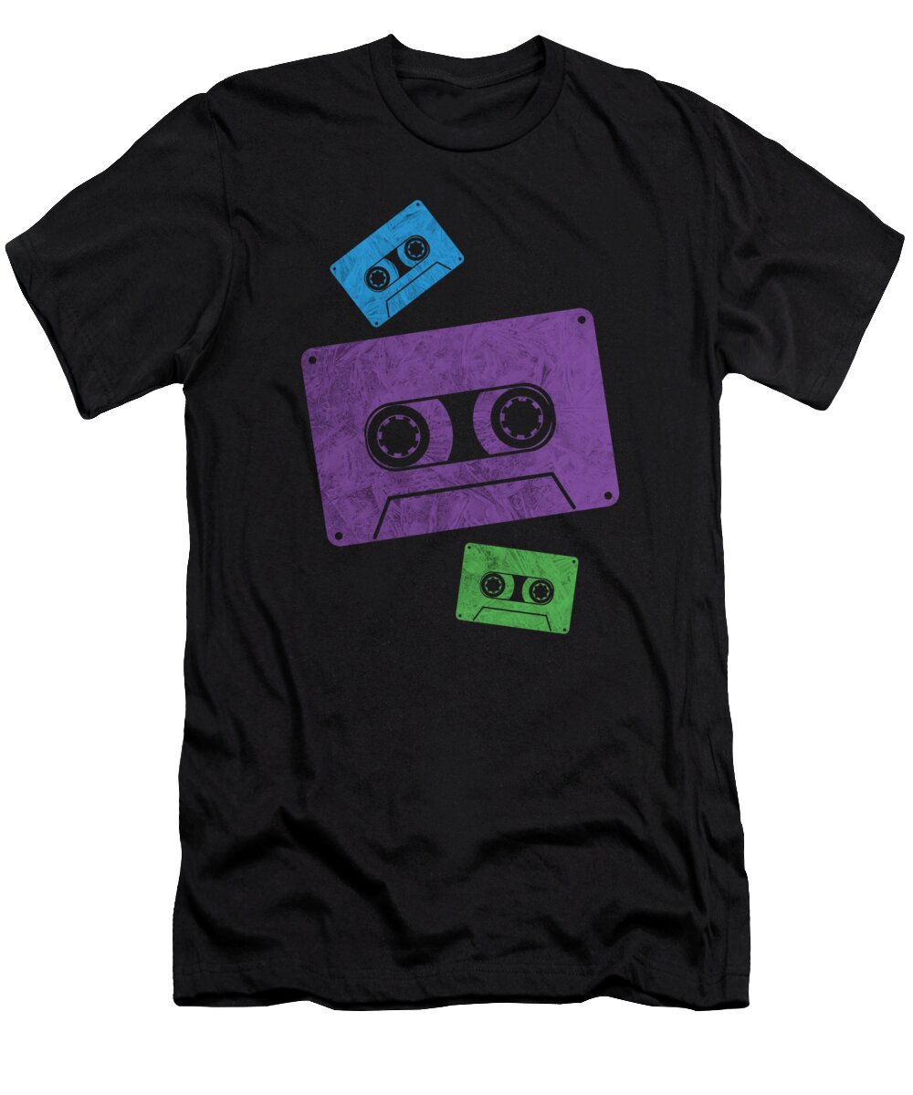 Abstract T-Shirt featuring the digital art Abstract Retro Vintage Cassettes #6 by CalNyto