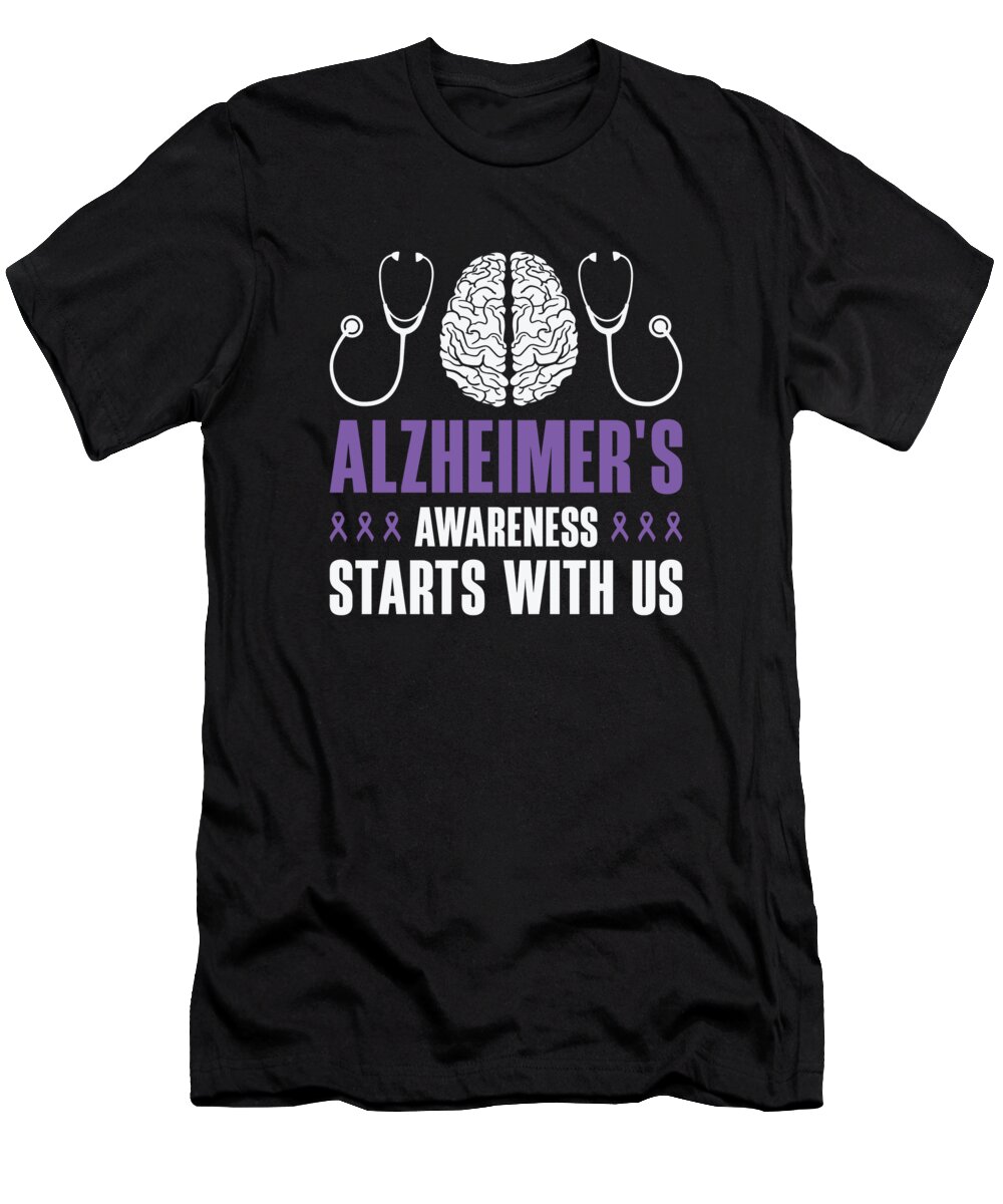 Alzheimers Awareness T-Shirt featuring the digital art Alzheimers Awareness Brain Doctors Health #6 by Toms Tee Store