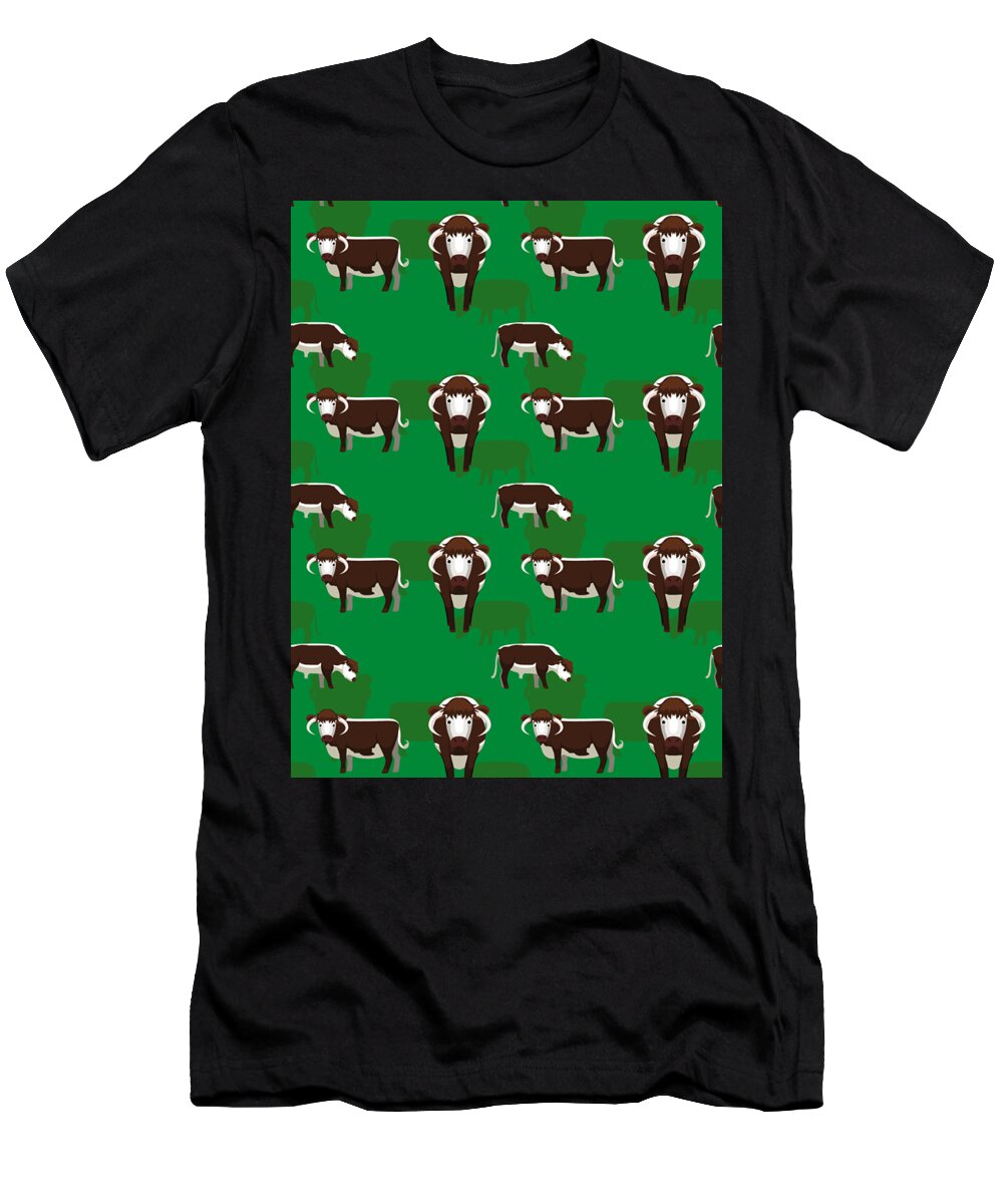 Bull T-Shirt featuring the digital art Cow Pattern Cow Spots Farm Farmer Animal Milk #6 by Mister Tee
