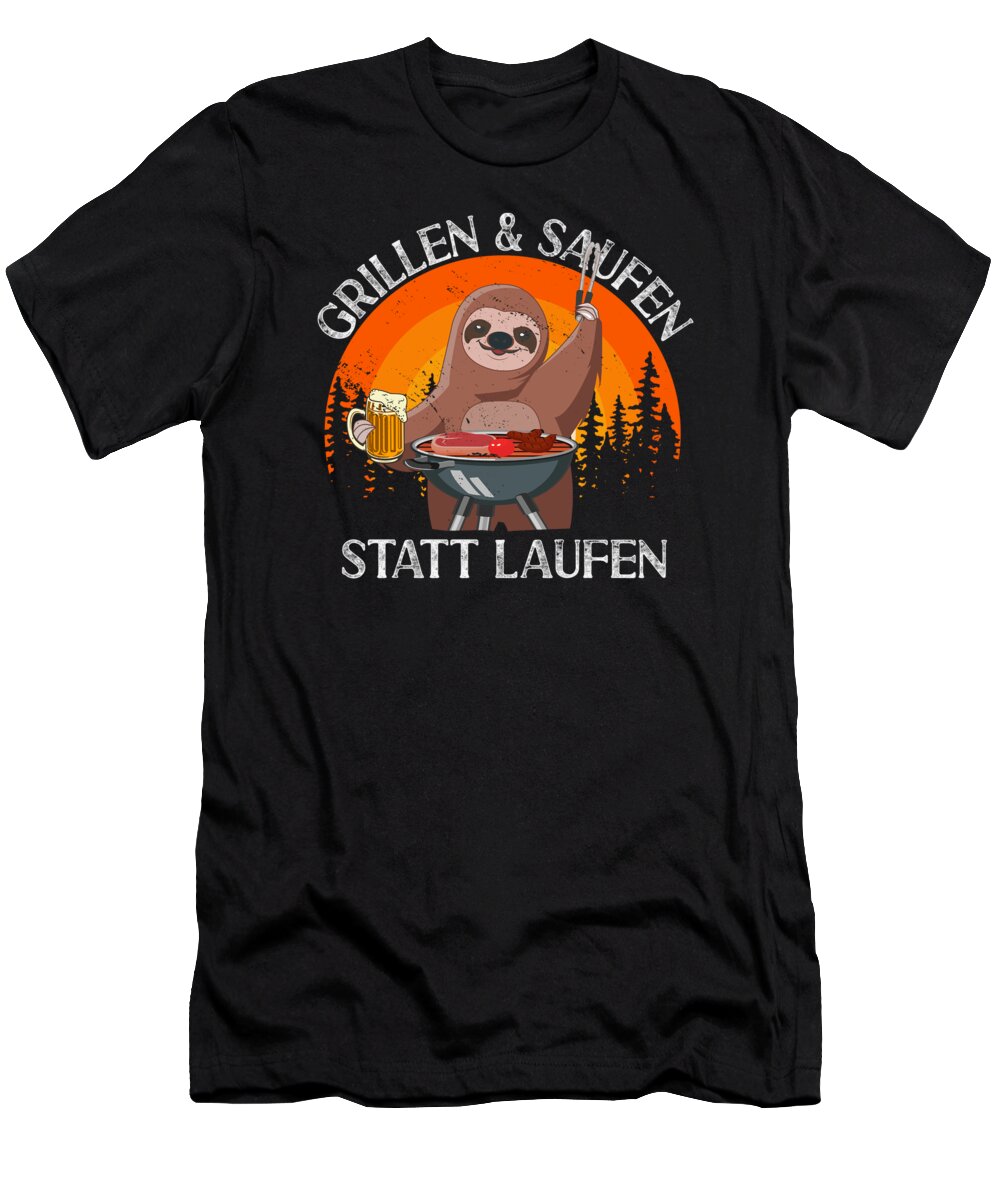 Sloth T-Shirt featuring the digital art Cute Sloth Lazy BBQ Grilling Sloth Statement Chill #6 by Toms Tee Store