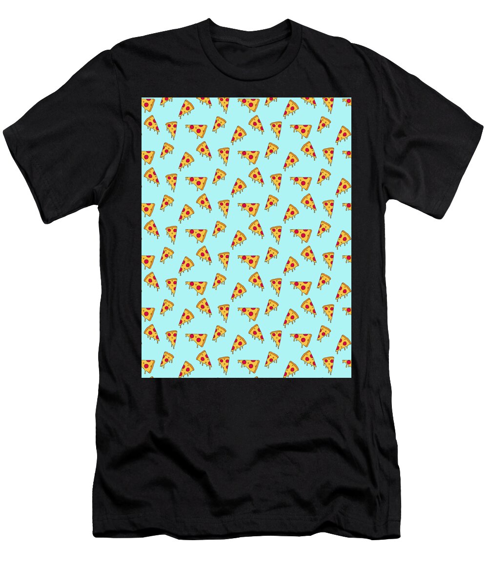 Slices T-Shirt featuring the digital art Pizza Pattern Fast Food Cheese Italian #6 by Mister Tee