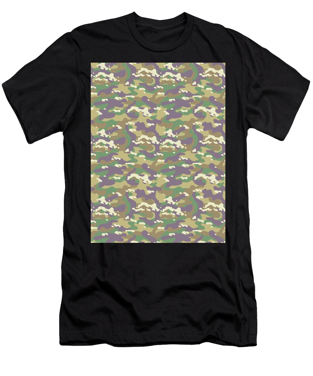 Soldier T-Shirt featuring the digital art Camouflage Pattern Camo Stealth Hide Military #68 by Mister Tee