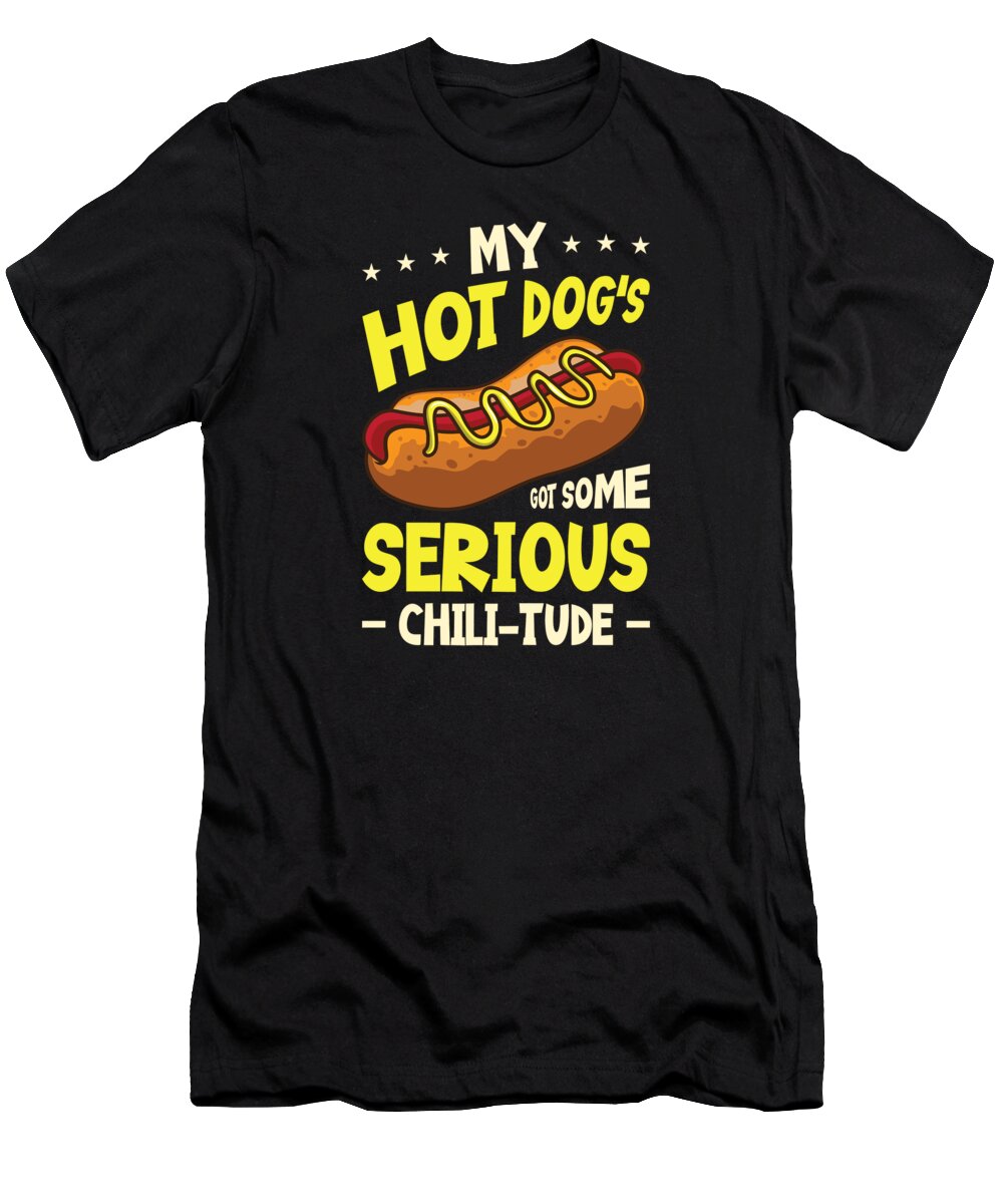Chili T-Shirt featuring the digital art Chili Dog Hot dog Sausage Fastfood #7 by Toms Tee Store