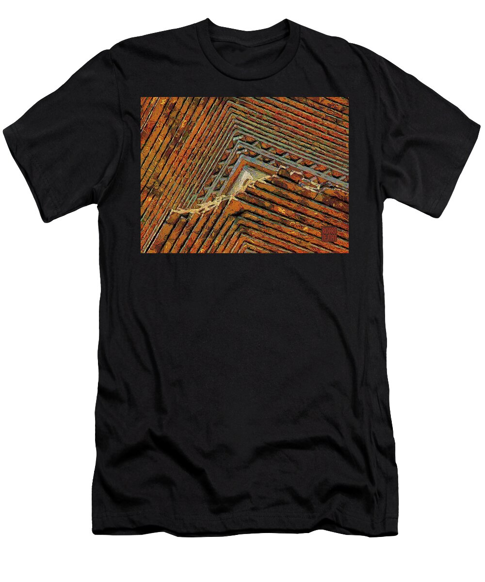 Abstract T-Shirt featuring the mixed media 799 Architectural Stone Pattern, Little Wild Goose Pagoda, Xian, China by Richard Neuman Architectural Gifts