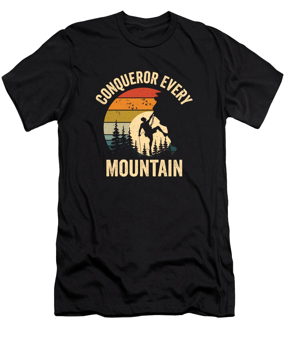Mountain Hiking T-Shirt featuring the digital art Mountain Hiking Fathers Day Wildlife Dad Climbing #8 by Toms Tee Store
