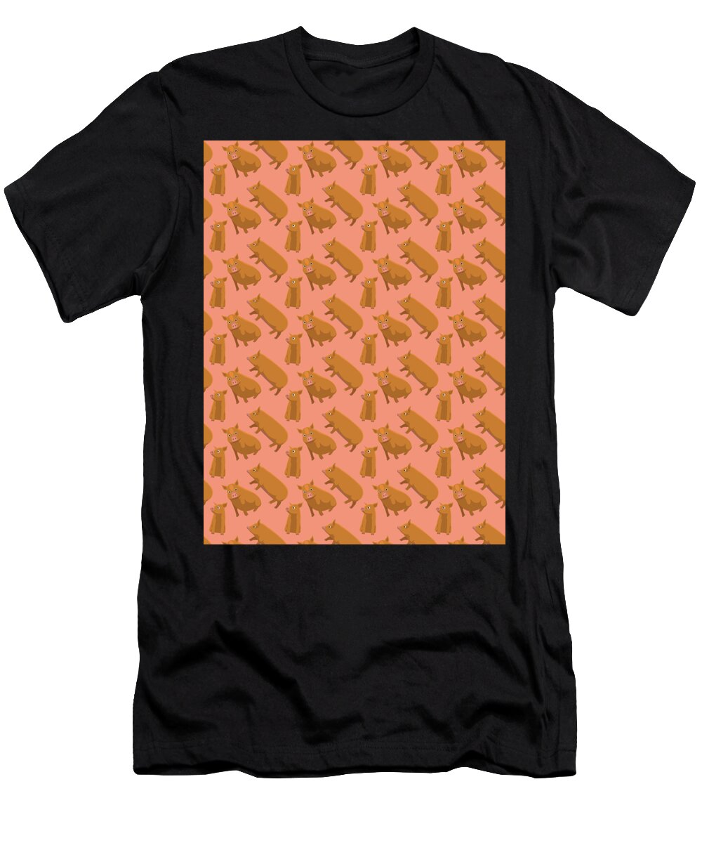 Piglet T-Shirt featuring the digital art Pig Pattern Pink Piglet Farm Farmer #9 by Mister Tee