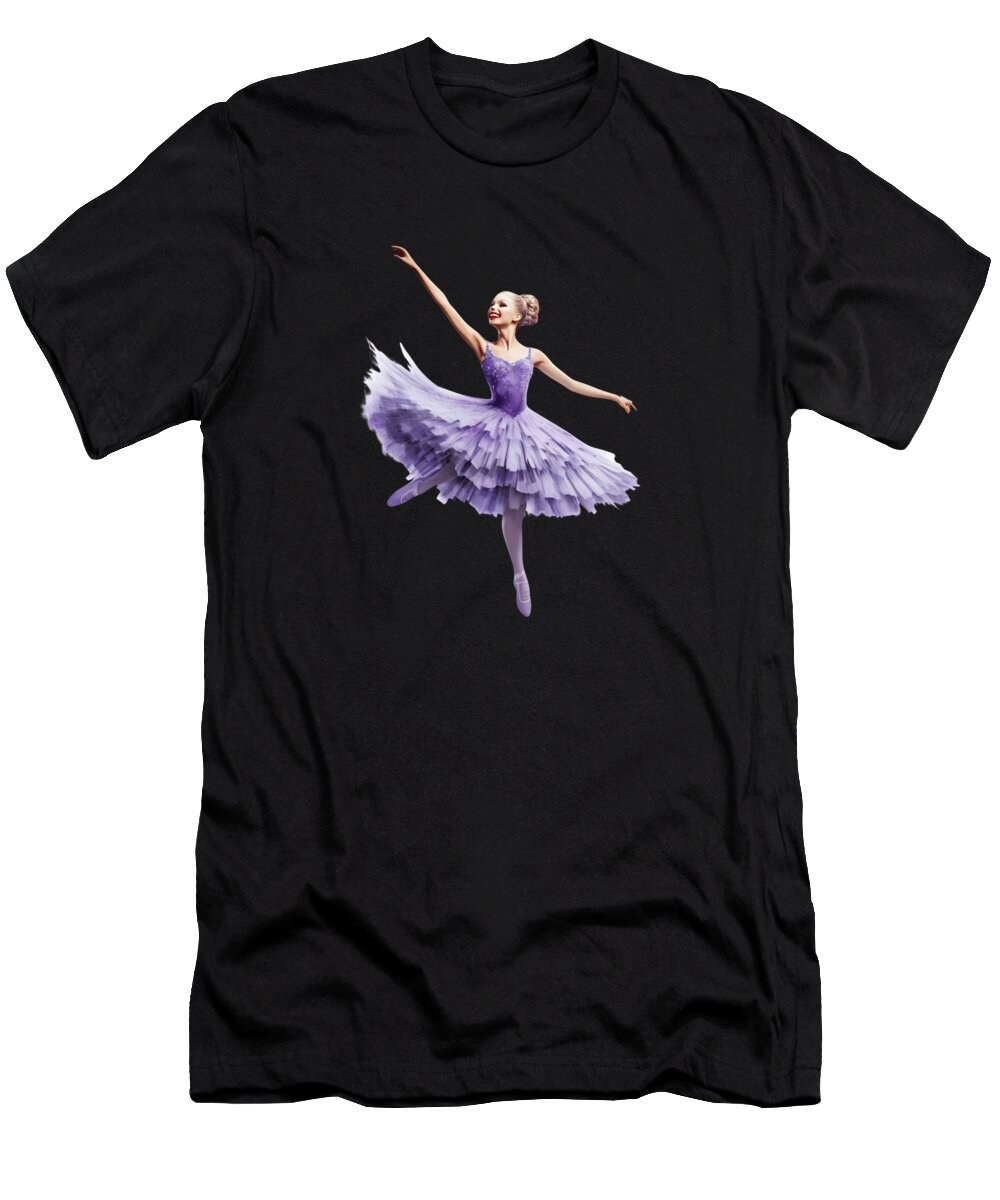 Lilac T-Shirt featuring the digital art Purple Violet Ballerina Dance Ballet Watercolor #9 by Heidi Joyce