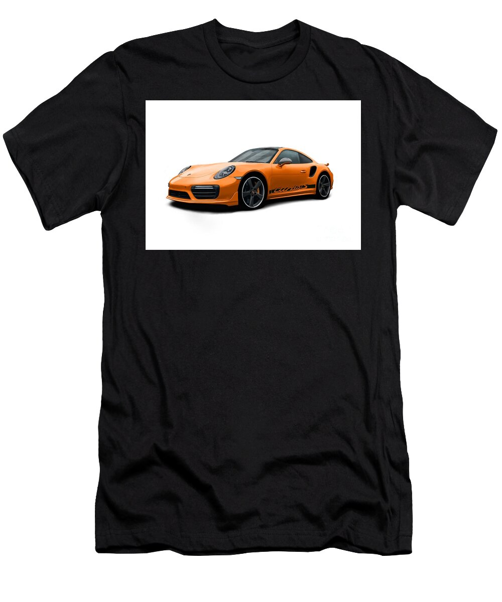 Sports Car T-Shirt featuring the digital art 911 Turbo S Orange by Moospeed Art