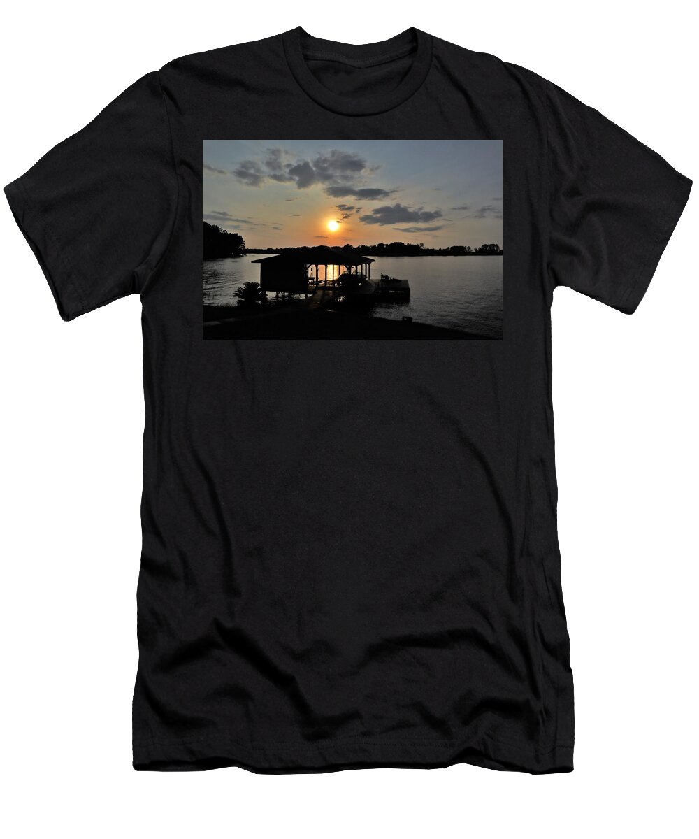 Sunset T-Shirt featuring the photograph A Boathouse Good Night by Ed Williams